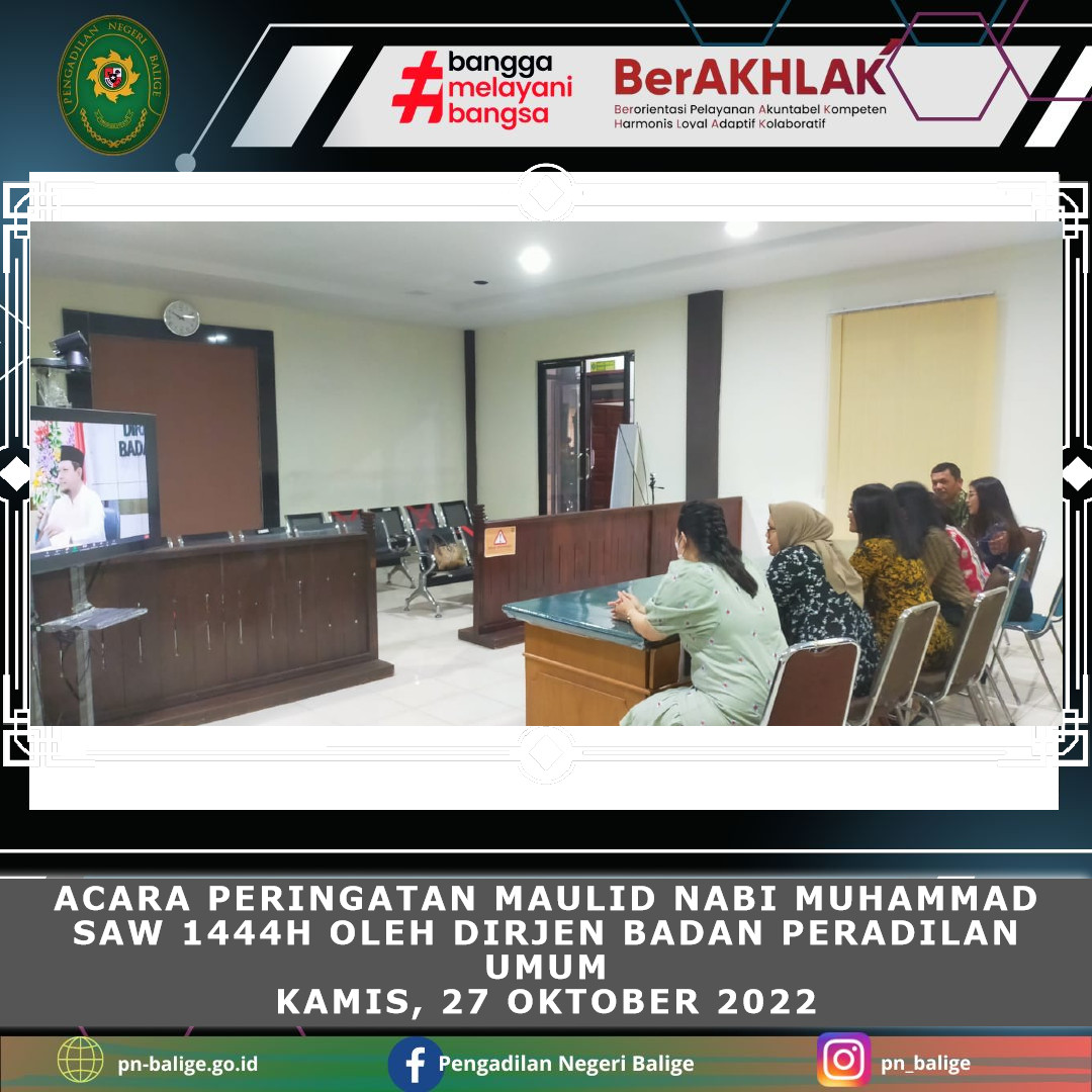 Acara Peringatan Maulid Nabi Muhammad SAW 1444 H oleh Direktur Jendral Badan Peradilan Umum